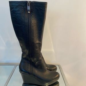 New genuine leather wedge heel tall boot size 9